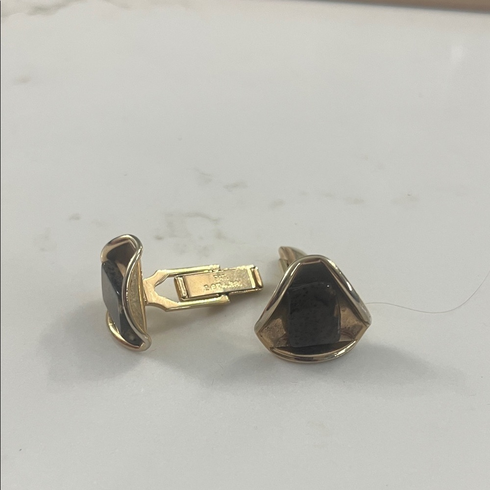 Gold and Brown Stone Cufflinks